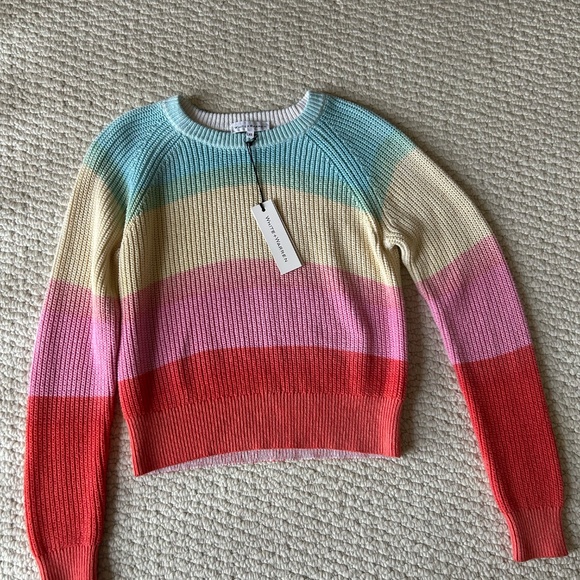 White and Warren Textured Rainbow Crewneck: Brand New XS - Picture 2 of 8